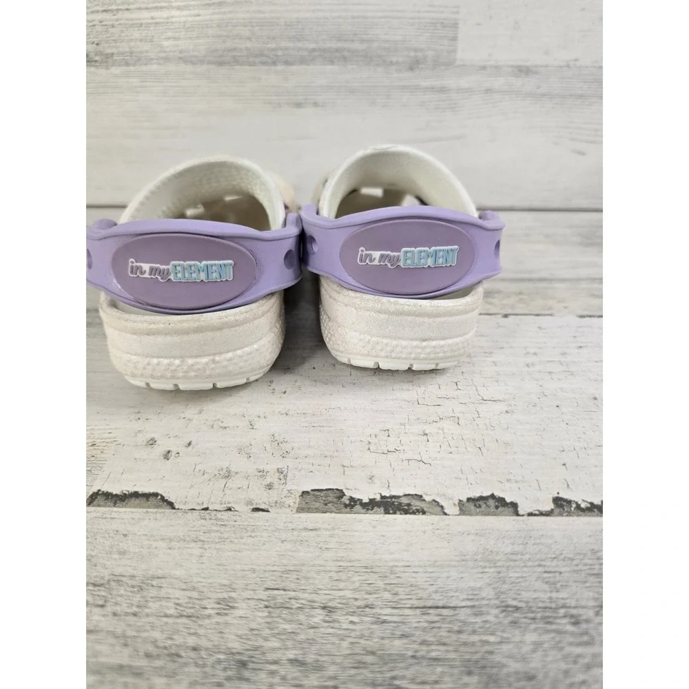 Crocs Kids Disney Frozen 2 Glitter Clogs White Purple Elsa Olaf Bruni Size C6
